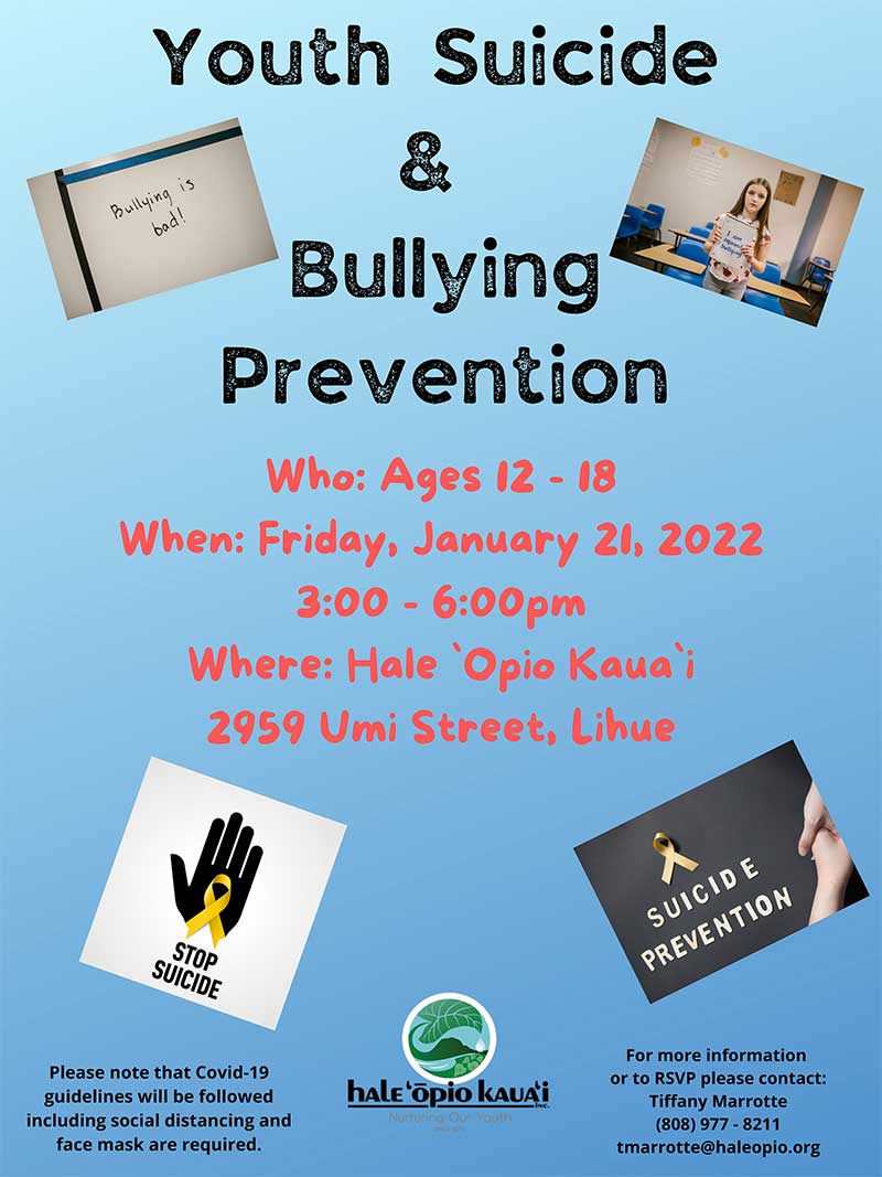 Youth Suicide & Bullying Prevention 2022 Flyer.