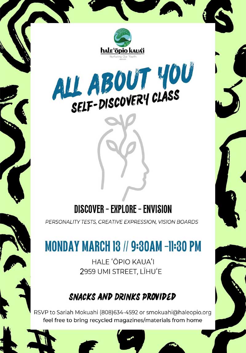All About You - Self-discovery Class Flyer - Hale Opio Kauai