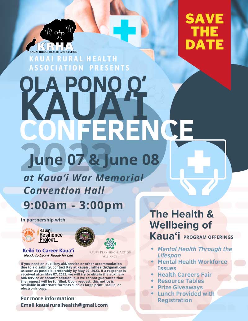 Ola Pono O'Kauai Wellness Conference Flyer - Hale Opio Kauai