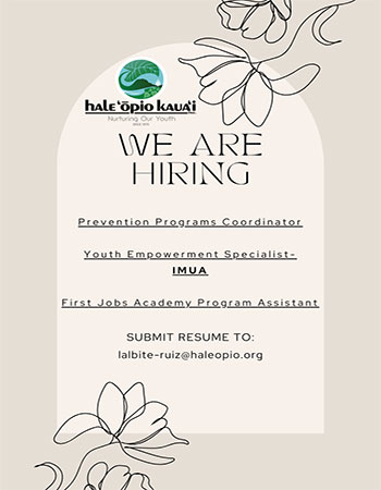 Hale Opio Kauai Job Opportunities Flyer