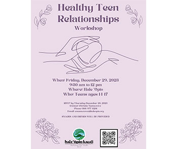 Healthy Teen Relationships Workshop 12/29/2023