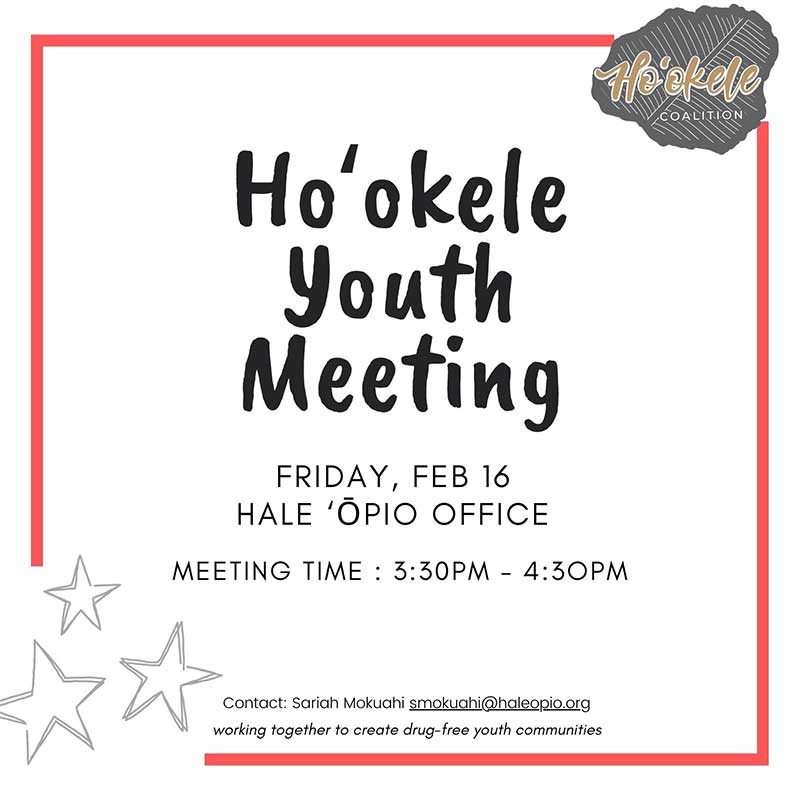 Flyer for Ho'okele Youth Meeting at Hale Opio, Kauai