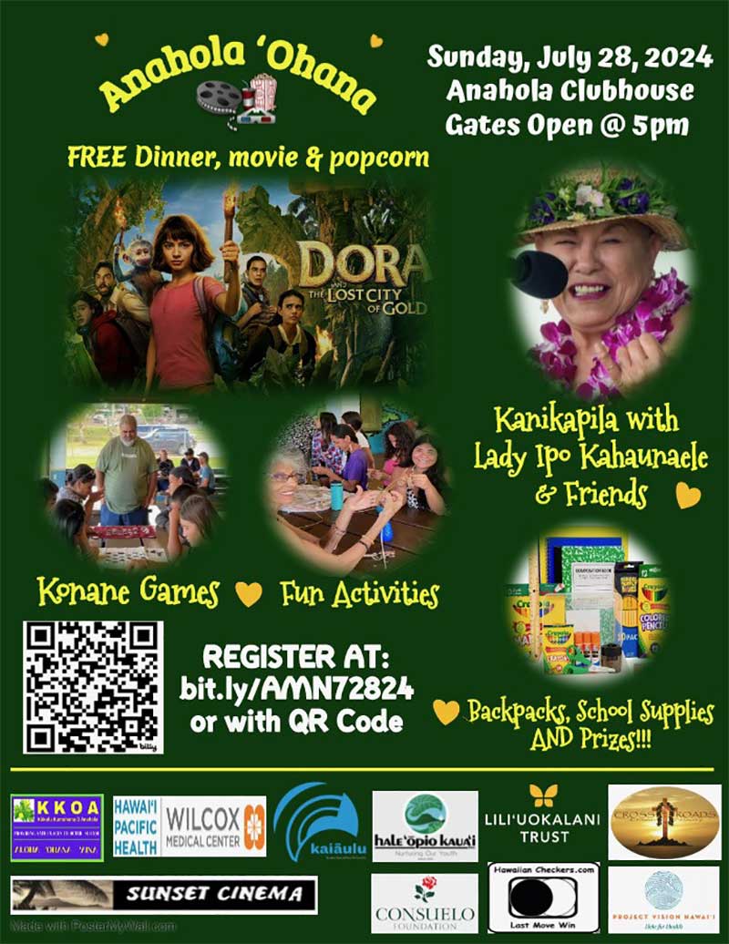 Anahola Ohana Movie Night Flyer