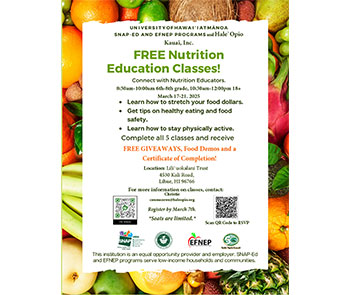 Free Nutrition Education Classes – March 2025